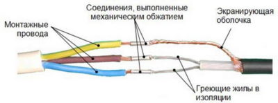 Соединение саморегулирующего кабеля с силовым