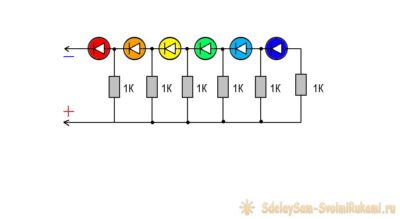 Простой индикатор напряжения на светодиодах